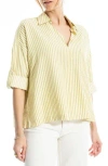 Max Studio Roll Tab Utility Shirt In Yellow Stripe