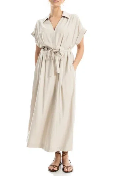 Max Studio Rolled Sleeve Midi Shirtdress In Neutral
