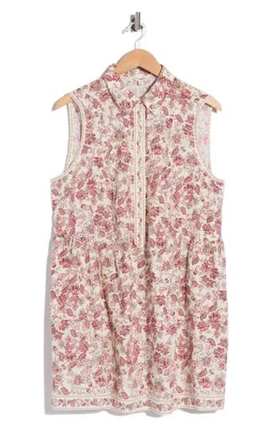 Max Studio Rosette Tile Print Smocked Waist Shirtdress In Multi