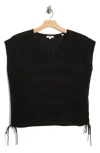 Max Studio Ruched Cap Sleeve Sweater In Black
