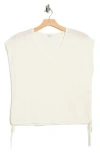 Max Studio Ruched Cap Sleeve Sweater In White