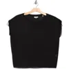 Max Studio Ruched Shoulder Cap Sleeve Sweater In Black