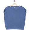 Max Studio Ruched Shoulder Cap Sleeve Sweater In Blue
