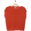Max Studio Ruched Shoulder Cap Sleeve Sweater In Red