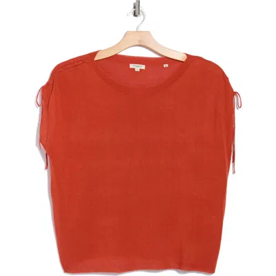 Max Studio Ruched Shoulder Cap Sleeve Sweater In Brown