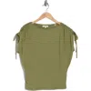 Max Studio Ruched Shoulder Top In Green