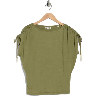 Max Studio Ruched Shoulder Top In Green