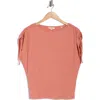 Max Studio Ruched Shoulder Top In Pink