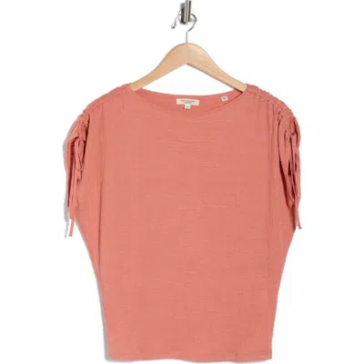 Max Studio Ruched Shoulder Top In Pink