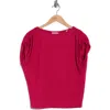 Max Studio Ruched Shoulder Top In Red