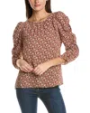 Max Studio Ruched Sleeve Blouse In Brown