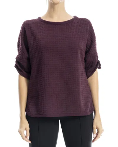 Max Studio Ruched Sleeve Boat Neck Top In Purple