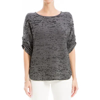 Max Studio Ruched Sleeve Top In Black/white