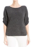 Max Studio Ruched Sleeve Top In Charcoal