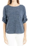 Max Studio Ruched Sleeve Top In Denim