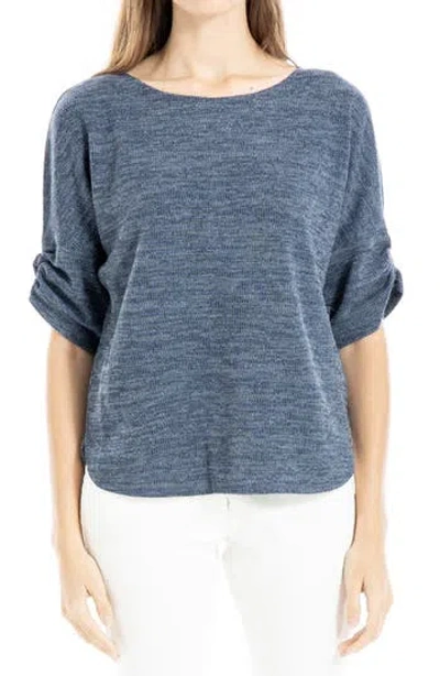 Max Studio Ruched Sleeve Top In Denim