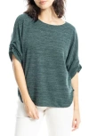 Max Studio Ruched Sleeve Top In Evergreen