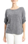 Max Studio Ruched Sleeve Top In Light Charcoal