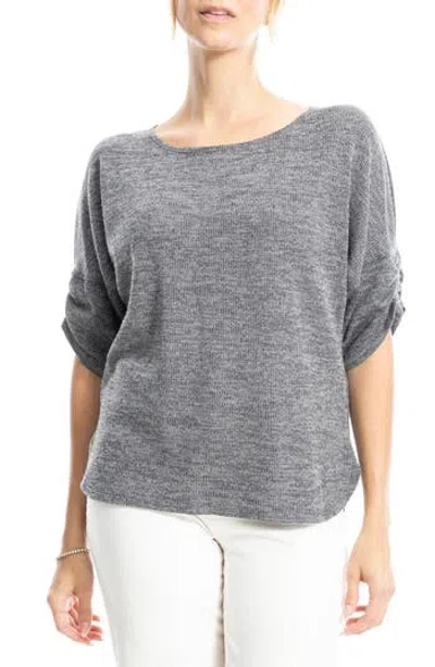 Max Studio Ruched Sleeve Top In Light Charcoal