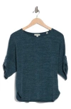 Max Studio Ruched Sleeve Top In Marine