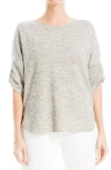 Max Studio Ruched Sleeve Top In Oat/black