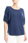 Max Studio Ruched Sleeve Top In Sapphire
