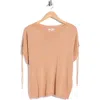 Max Studio Ruched Tie Sleeve Sweater In Brown