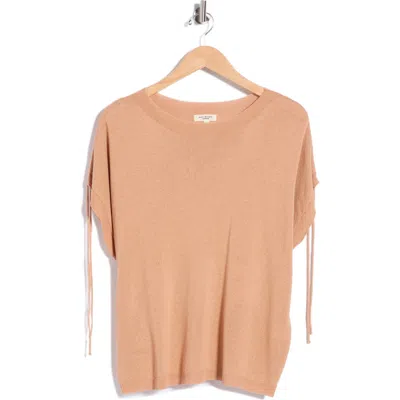 Max Studio Ruched Tie Sleeve Sweater In Brown