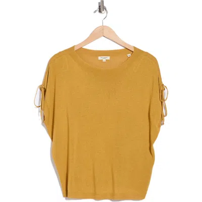 Max Studio Ruched Tie Sleeve Sweater In Yellow