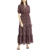Max Studio Ruffle Collar Print Tiered Maxi Dress In Multi