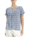 Max Studio Ruffle Detail Short Sleeve Top In Blue