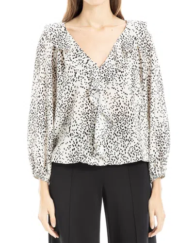 Max Studio Ruffle Front Bubble Hem Blouse In White