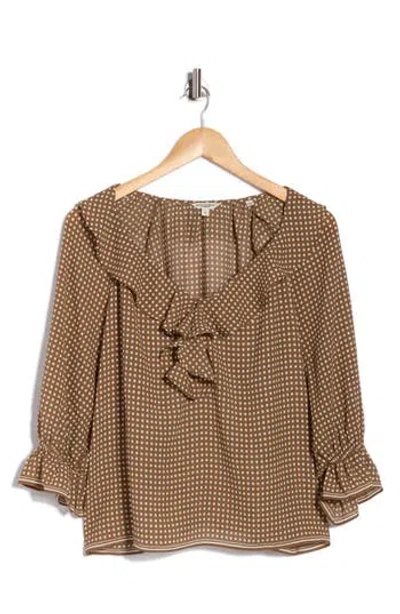 Max Studio Ruffle Front Floral Top