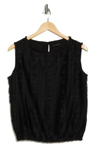 Max Studio Ruffle Front Sleeveless Top In Black