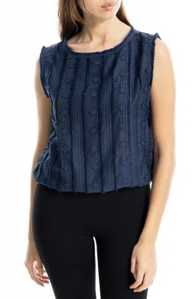 Max Studio Ruffle Front Sleeveless Top In Blue