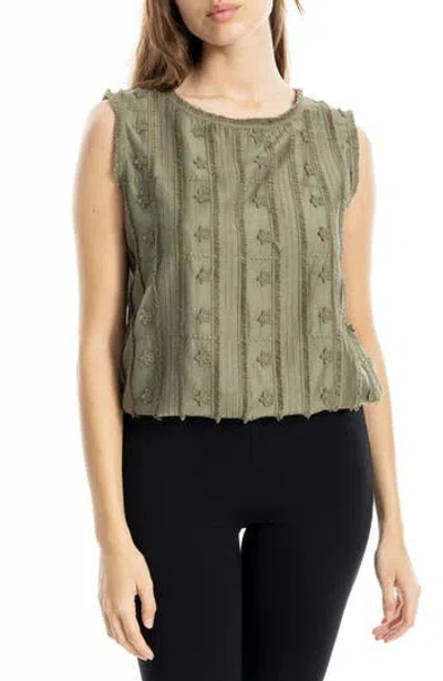 Max Studio Ruffle Front Sleeveless Top In Green