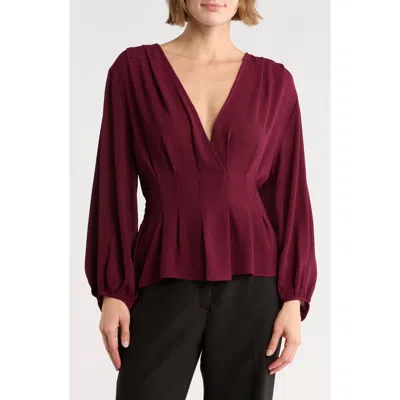 Max Studio Ruffle Neck Long Sleeve Top In Pink