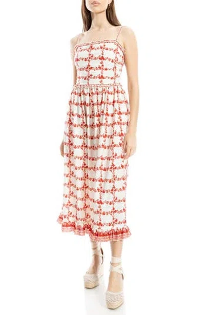 Max Studio Ruffle Printed Midi Sundress In Multi