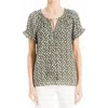 Max Studio Ruffle Sleeve Top In Army/ivo Prssd Lves