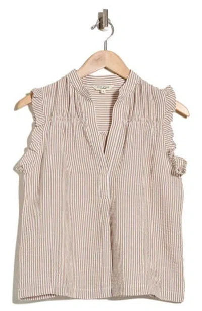 Max Studio Ruffle Sleeveless Top In Neutral