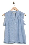 Max Studio Ruffle Sleeveless Top In Blue