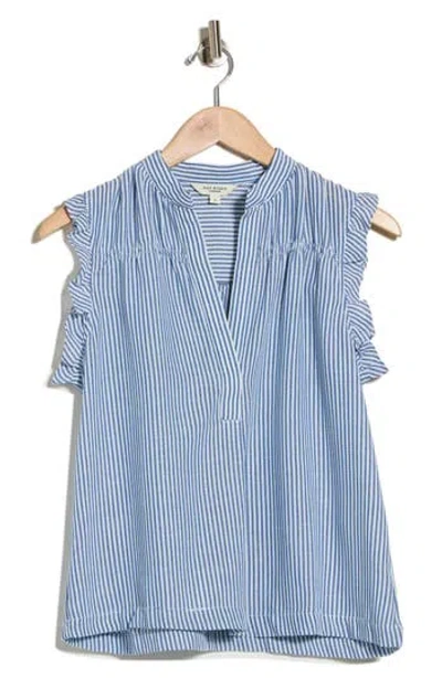 Max Studio Ruffle Sleeveless Top In Blue