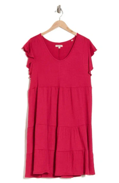 Max Studio Ruffle Tiered Dress In Red