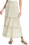Max Studio Ruffle Tiered Midi Skirt In Ecru Quirky Mini Stems