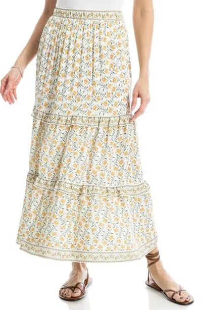 Max Studio Ruffle Tiered Midi Skirt In Ecru Quirky Mini Stems