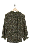 Max Studio Ruffle Top In Black/brown Paisley