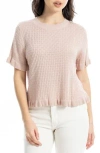 Max Studio Ruffle Trim Short Sleeve Sweater In Blush