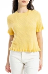 Max Studio Ruffle Trim Short Sleeve Sweater In Yellow