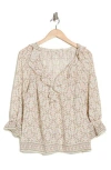 Max Studio Ruffle Woven Top In Neutral