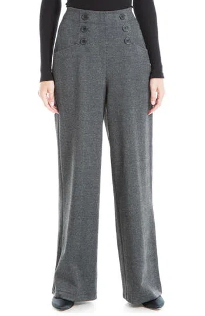 Max Studio Sailor High Waist Wide Leg Pants In Gray